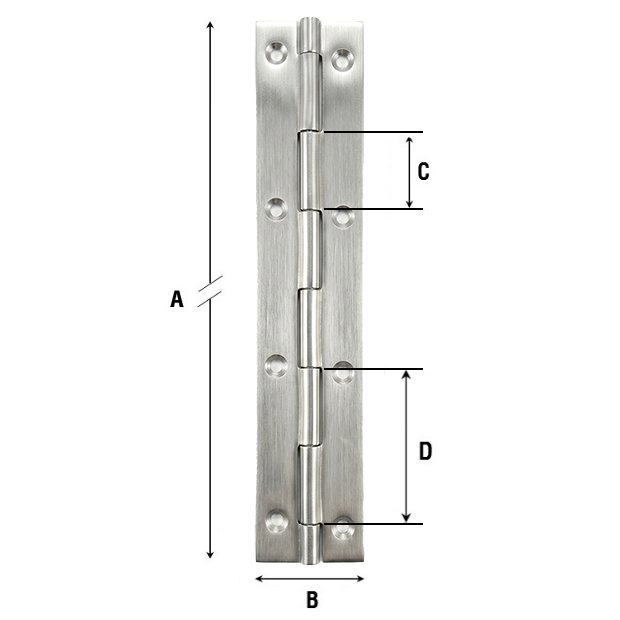 Aldeghi ART.1212IN-PI Cerniera a Metraggio con Fori INOX MM80X2000 - ALDEGHI LUIGI - Immagine 2